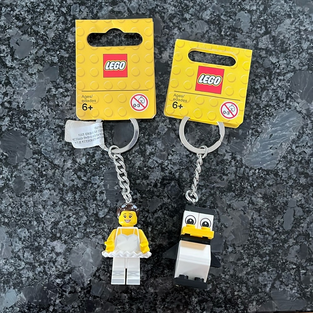 New Lego Keychain- ballerina and penguin